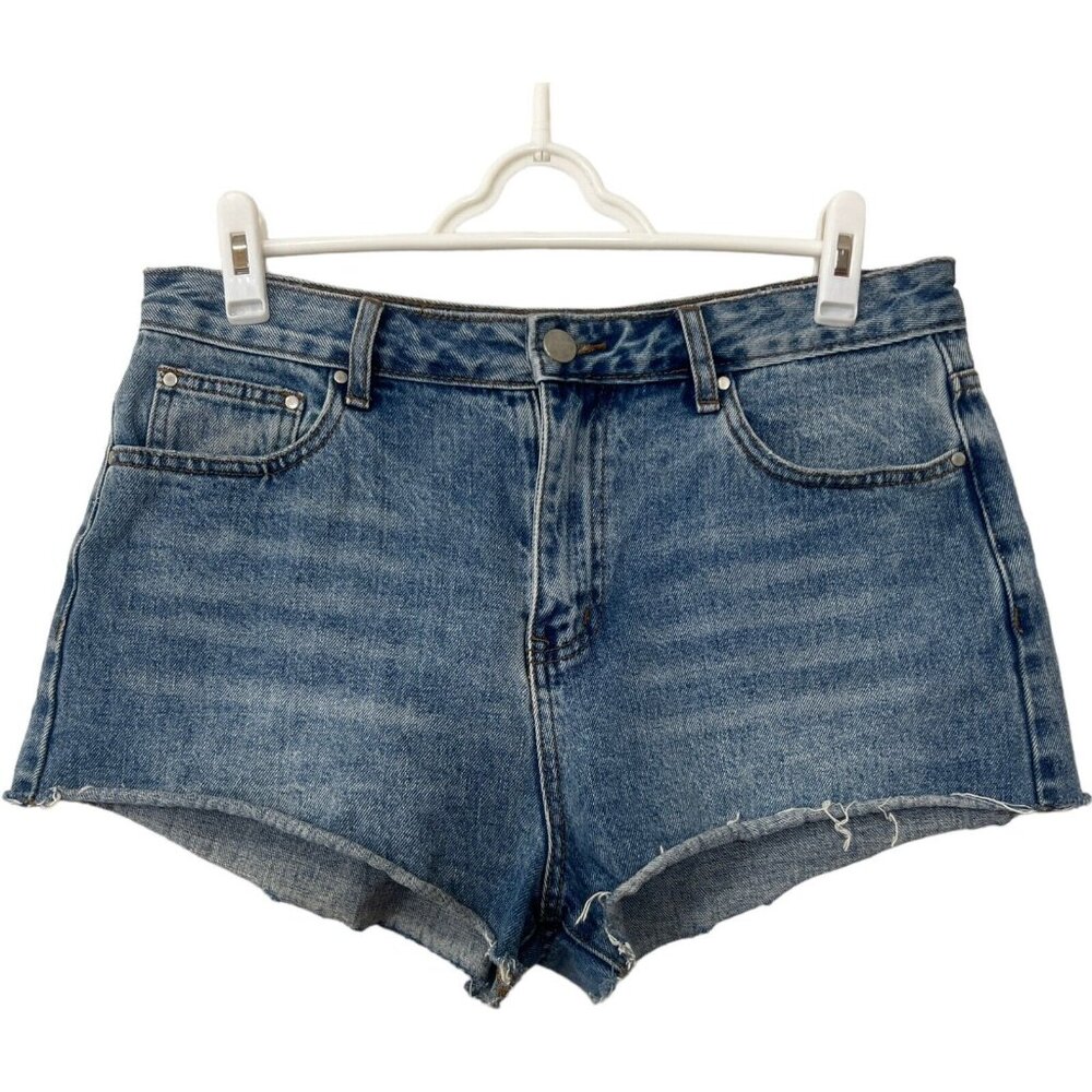 TOBI‎ Factory Cut Off Denim Jean Shorts Off Center Back Pockets Cotton Womens 30